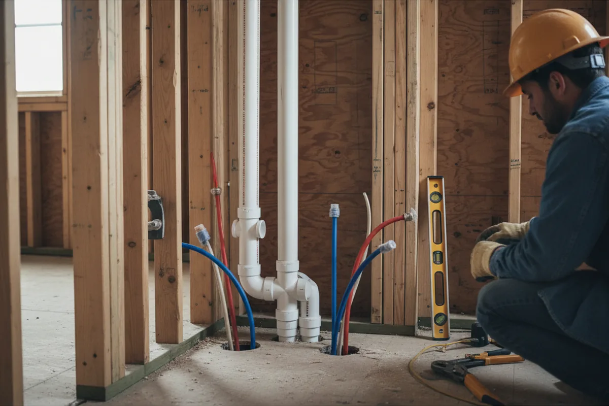 Drain and supply rough-in during Leak Detection in Clear Lake